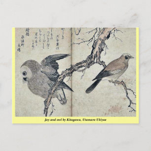 Jay und Eule von Kitagawa, Utamaro Ukiyoe Postkarte
