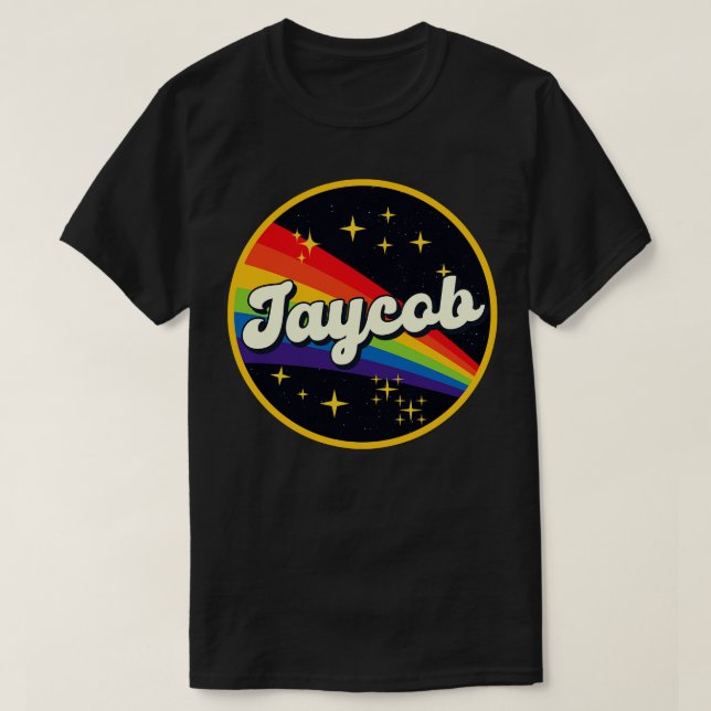 Jaycob Rainbow in Space Vintag Style T-Shirt (Design vorne)