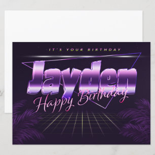 Jayden Nom Prénom lila retro Carte Anniversaire