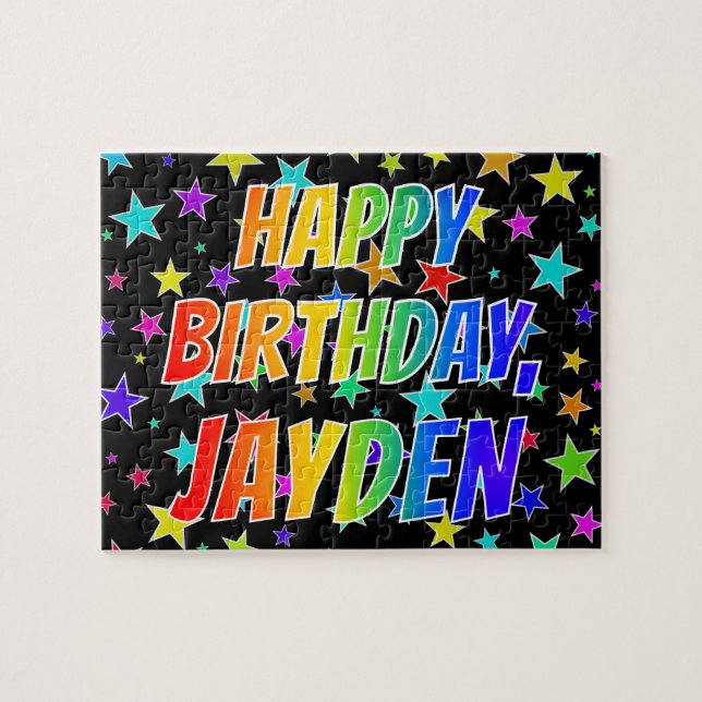 "JAYDEN" Vorname, Spaß "GLÜCKLICHER GEBURTSTAG" (Horizontal)