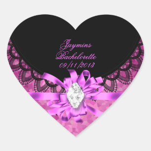 Jaymins Junggesellinnenabschied Rosa Schwarz Spitz Herz-Aufkleber