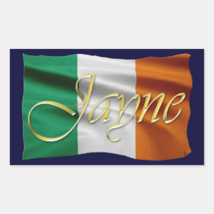 JAYNE Name & Irish Flag Personalisiert Stickers