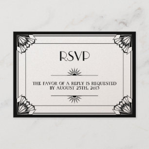 Jazz Age Black Art Deco UAWG Hochzeitsfeier RSVP Karte