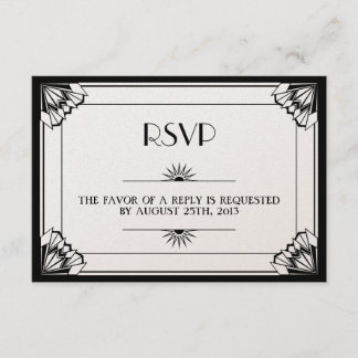 Jazz Age Black Art Deco UAWG Hochzeitsfeier RSVP Karte