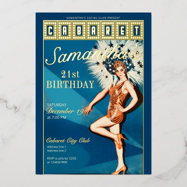 Jazz Age Flapper Cabaret Paris Glam Birthday Party Folieneinladung (Vorderseite)