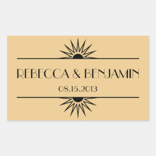 Jazz Age mattgold geometrische Art Deco Hochzeit Rechteckiger Aufkleber