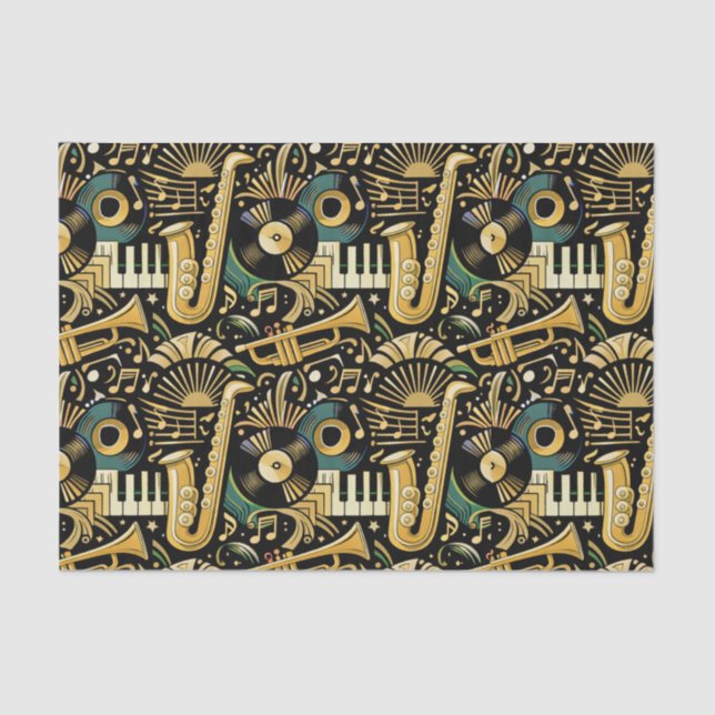 Jazz Age Music Pattern Seidenpapier (Vorderseite)