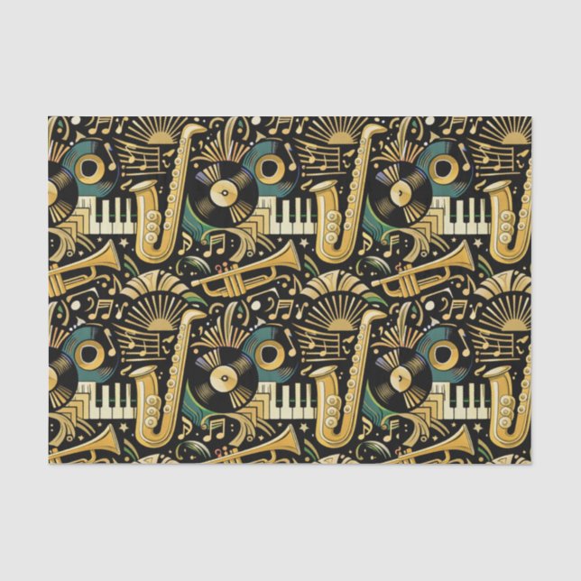 Jazz Age Musikmuster Seidenpapier (Vorderseite)
