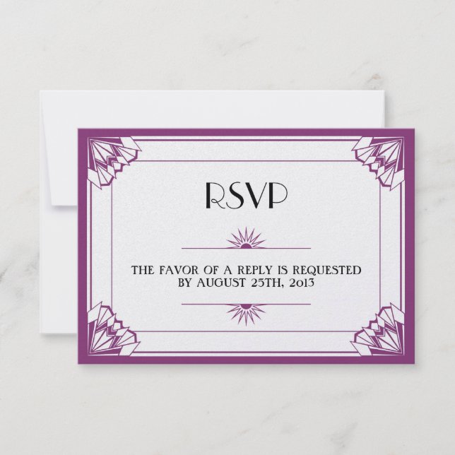 Jazz âge violet Art Déco RSVP réponse mariage (Devant)