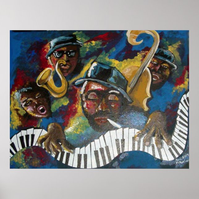 Jazz Bass Trumpet Piano Art Poster (Vorne)