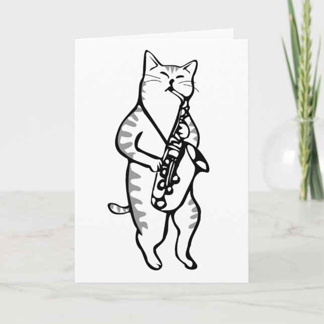 JAZZ CAT BIRTHDAY CARD KARTE (Vorderseite)