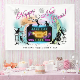 Jazz Cat Cafe Neujahrsbanner Banner