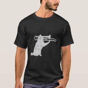 Jazz Cat Playing Trombone für Messingspieler T-Shirt