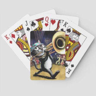 Jazz Cat spielt Musik auf Trombone Spielkarten