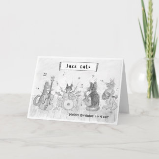 Jazz Cats Happy Birthday Card (B&W) Karte