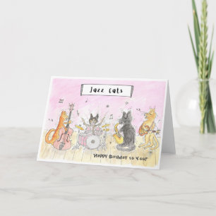 Jazz Cats Happy Birthday Card Karte
