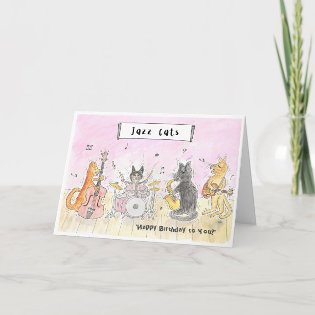 Jazz Cats Happy Birthday Card Karte (Vorderseite)