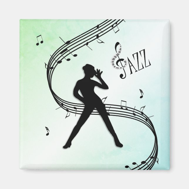 Jazz Dance Green Music Magnet (Vorne)