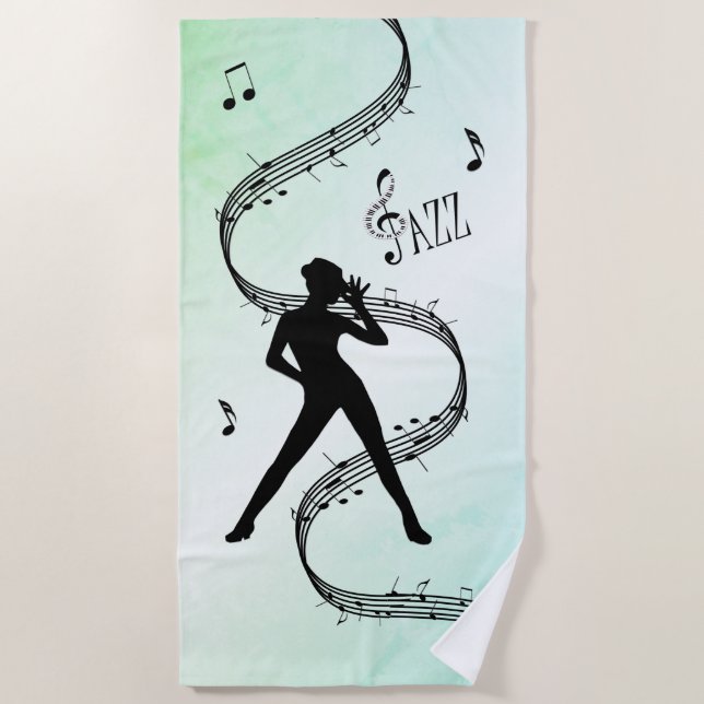 Jazz Dance Green Music Strandtuch (Vorderseite)