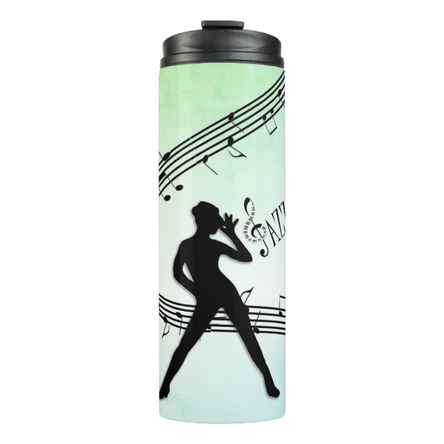 Jazz Dance Green Music Thermosbecher (Vorderseite)