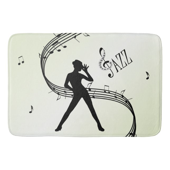 Jazz Dance Light Olive Music Badematte (Vorderseite)