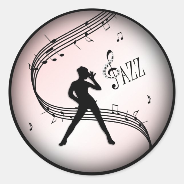 Jazz Dance Pink Music Classic Round Sticker (Vorderseite)