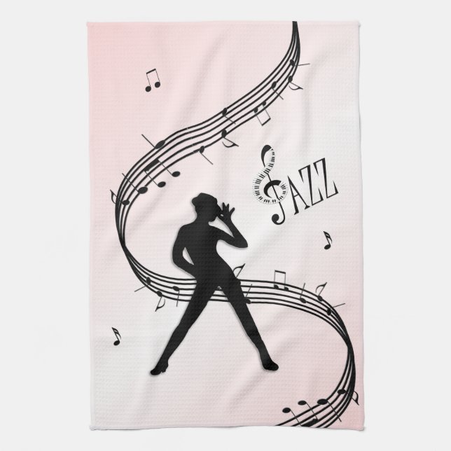 Jazz Dance Pink Music Serviette de cuisine (Vertical)