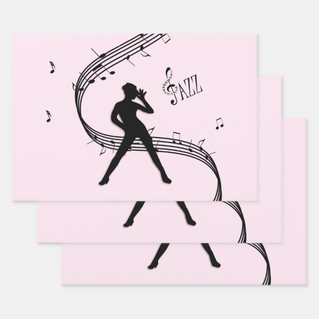 Jazz Dance Pink Music Wrapping Paper Sheets Geschenkpapier Set (Set)