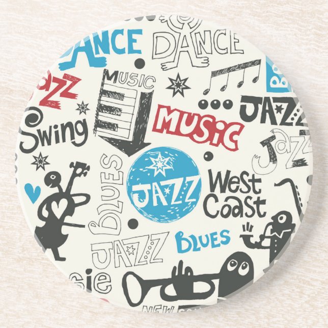Jazz Doodle: Eclectic Music Mix Getränkeuntersetzer (Vorne)