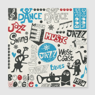 Jazz Doodle: Eklektische Musikmischung Magnetkarte