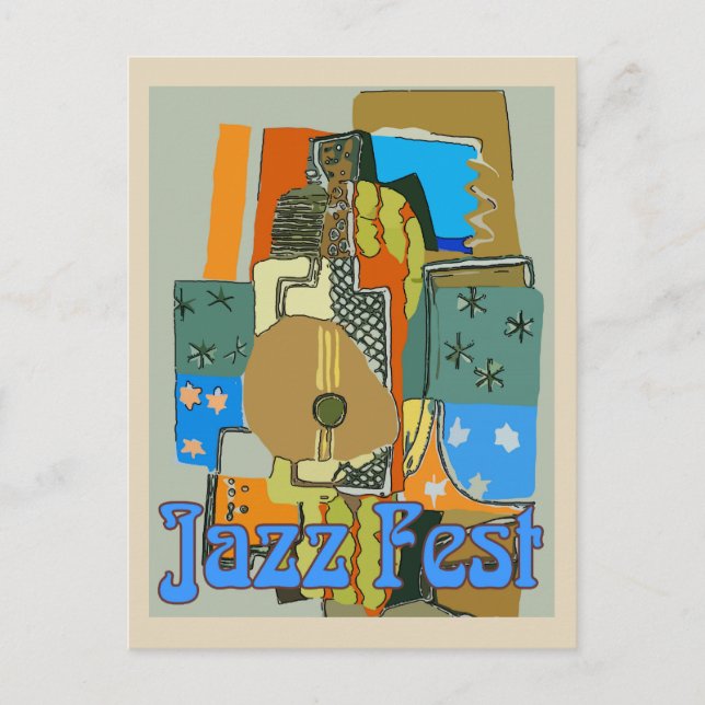 Jazz Fest, Abstrakte Gitarre Postkarte (Vorderseite)