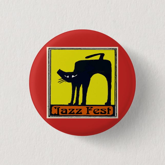 Jazz fest Black Cat fügen Sie Text, Button (Vorderseite)