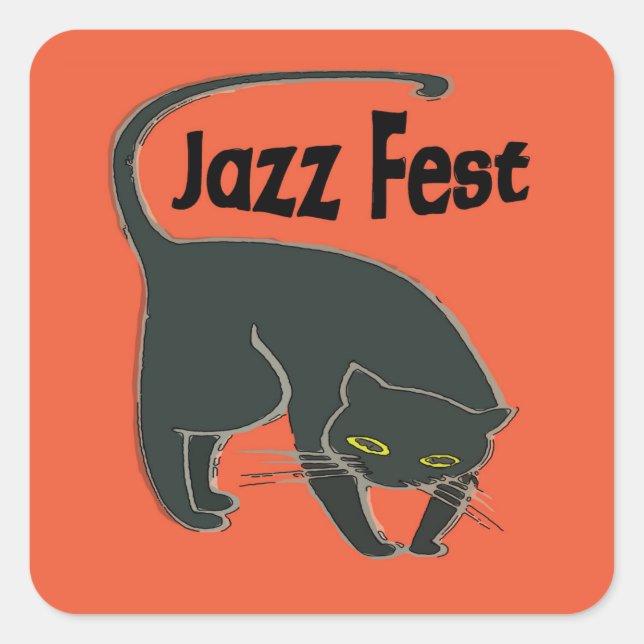 Jazz Fest Chat Noir, Rot 2015 Square Sticker (Vorderseite)