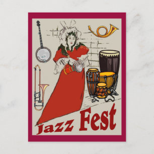 Jazz Fest Drum Lady Postkarte
