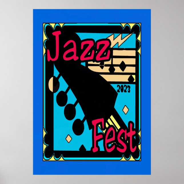 Jazz Fest Guitar in Blue Poster (Vorne)