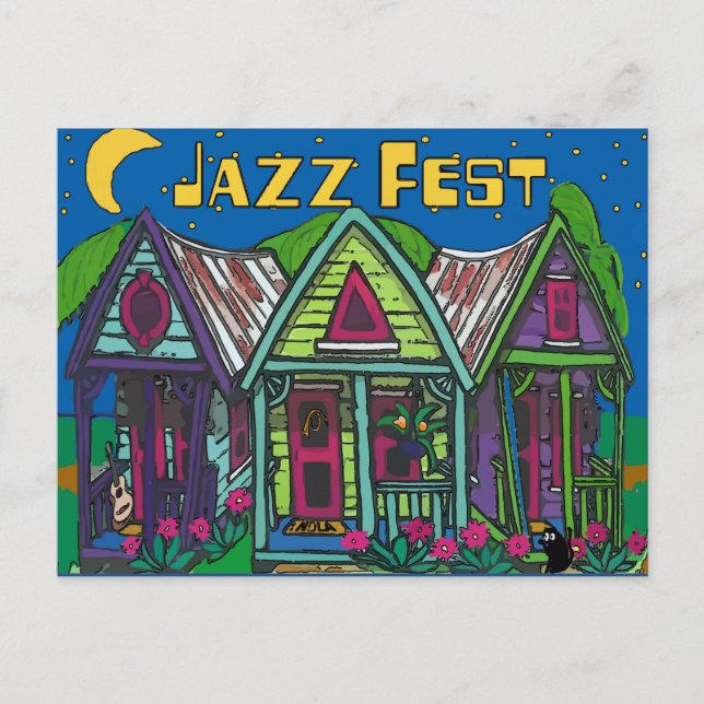 Jazz Fest Houses Postkarte (Vorderseite)
