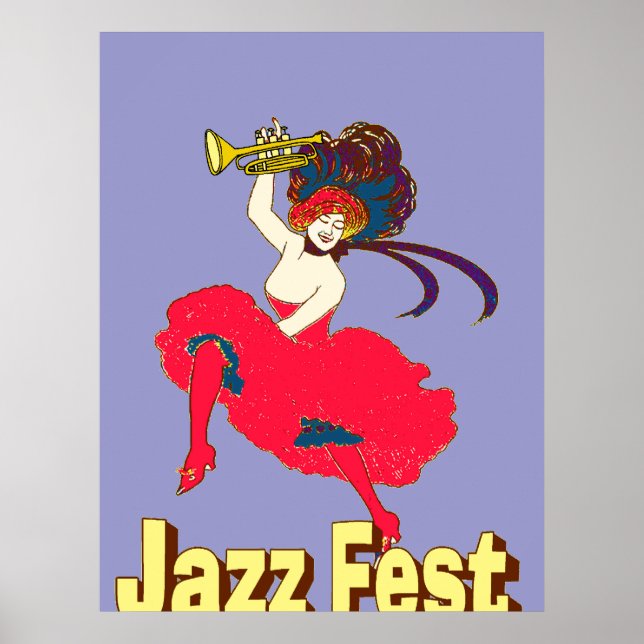 Jazz Fest Lady mit Horn Poster (Vorne)