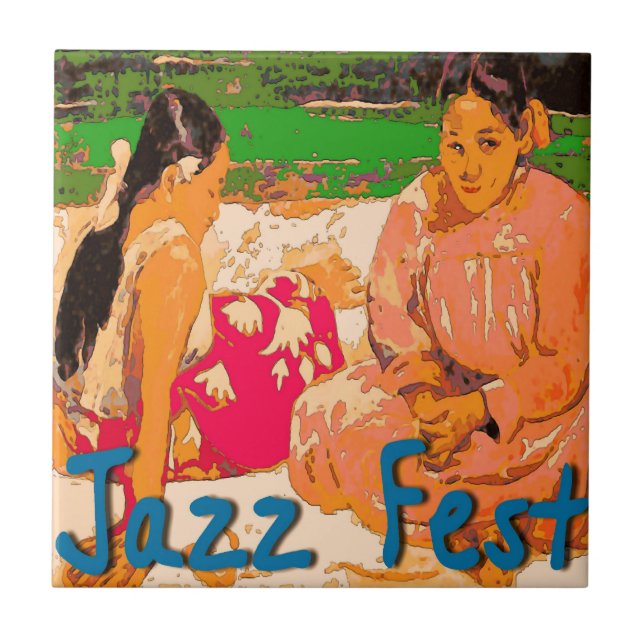 Jazz Festival Women on Blanket Fliese (Vorderseite)