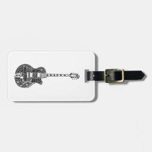 Jazz Gitarre formt Word Art Black Text Gepäckanhänger