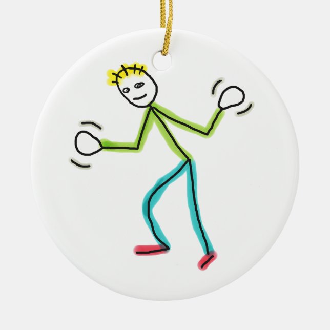 Jazz Hands Stickman Keramik Ornament (Vorne)