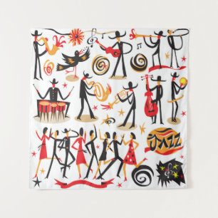 Jazz Icons Set: Abgeschiedener Hintergrund Wandteppich