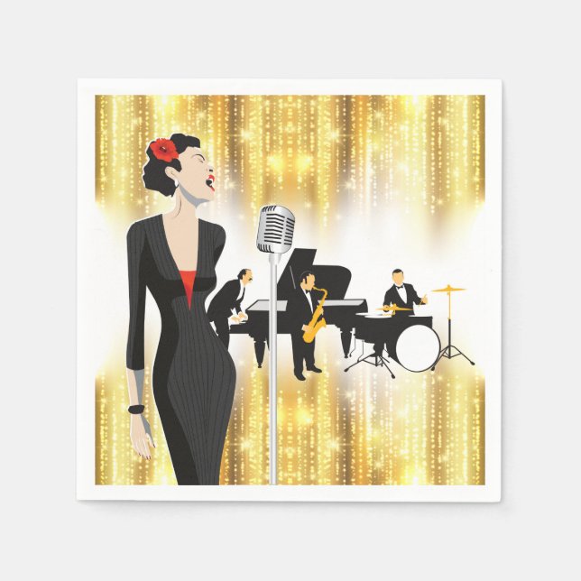 Jazz im Park Cocktail Napkin, Musikthema Serviette (Vorderseite)