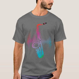 Jazz Instrument saxophonistische Musik Farbenfroh T-Shirt