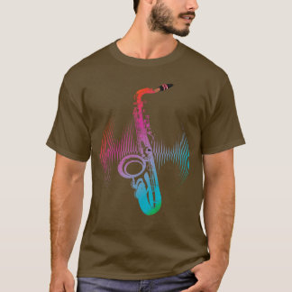 Jazz Instrument saxophonistische Musik Farbenfroh T-Shirt