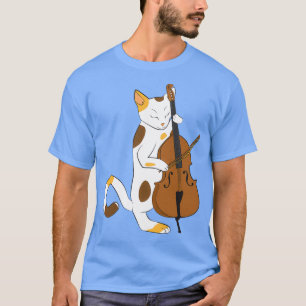 Jazz-Katze spielt aufrecht stehenden Bass Musiker- T-Shirt