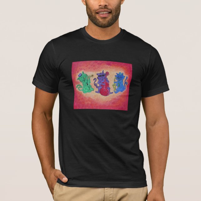 Jazz-Katzen das T-Shirt der Männer grundlegende (Vorderseite)