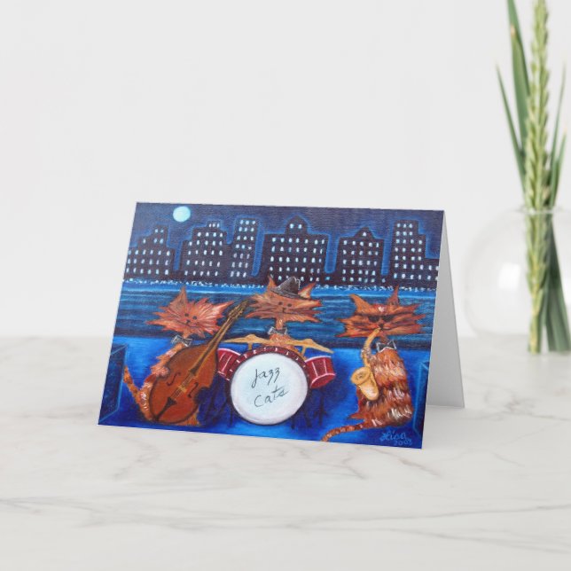 Jazz-Katzen-Gruß-Karte Karte (Vorderseite)