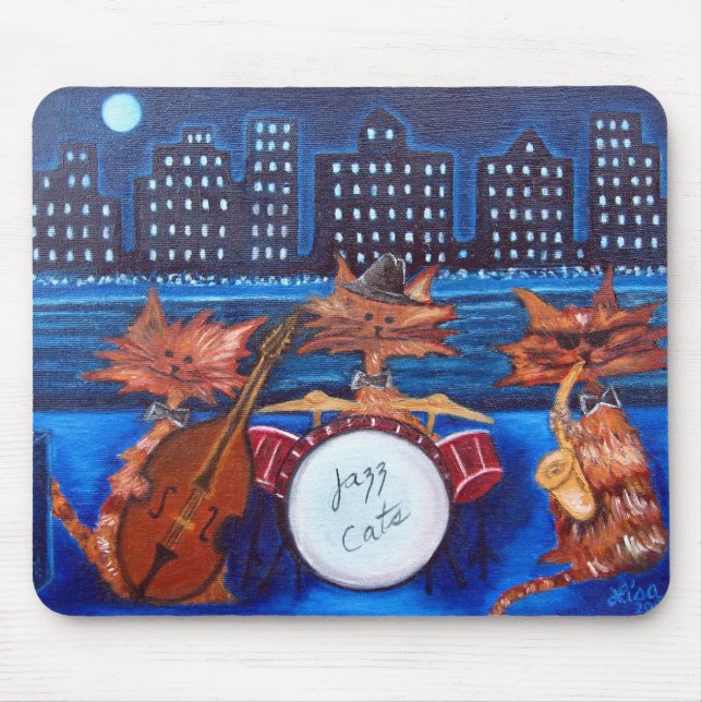 Jazz-Katzen-Mausunterlage Mousepad (Vorne)