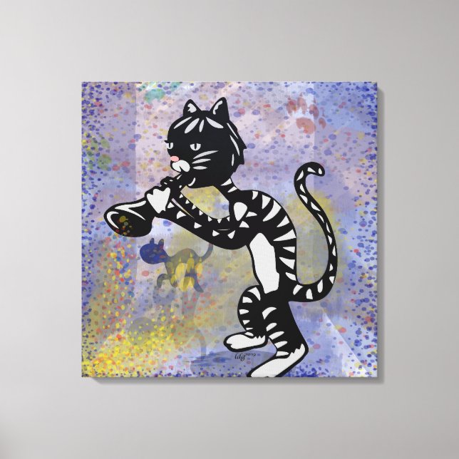 Jazz Kitty Wrapped Canvas Print Leinwanddruck (Vorderseite)