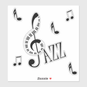 Jazz-Klavierg-Clef und -anmerkungen Aufkleber